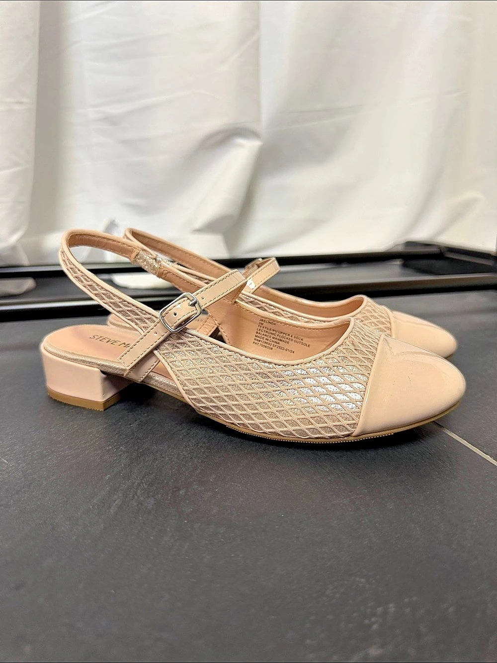 Steve Madden girls Belinda Mule Slingback Block Heel Beige size 3
